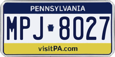 PA license plate MPJ8027