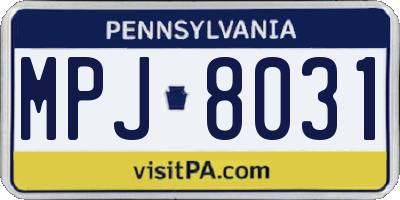 PA license plate MPJ8031