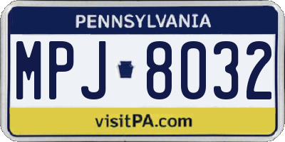 PA license plate MPJ8032