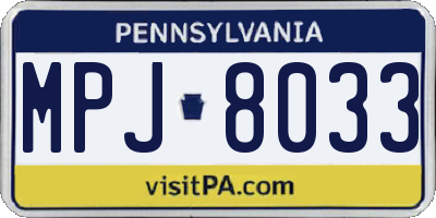 PA license plate MPJ8033