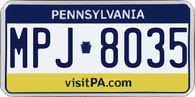 PA license plate MPJ8035