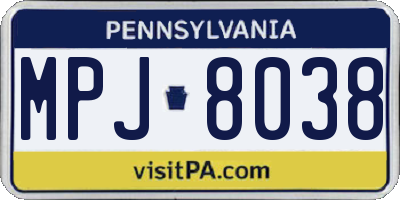 PA license plate MPJ8038