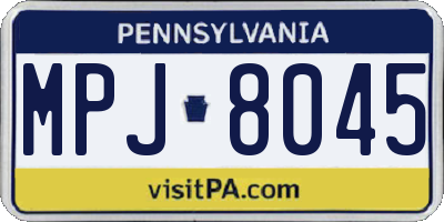 PA license plate MPJ8045