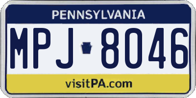 PA license plate MPJ8046