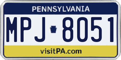 PA license plate MPJ8051