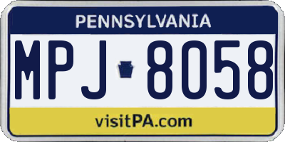 PA license plate MPJ8058