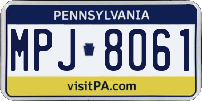 PA license plate MPJ8061
