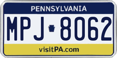 PA license plate MPJ8062