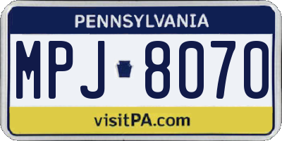 PA license plate MPJ8070