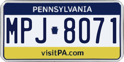 PA license plate MPJ8071