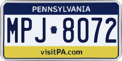 PA license plate MPJ8072