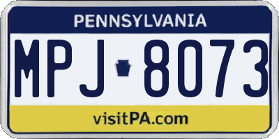 PA license plate MPJ8073
