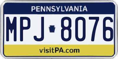 PA license plate MPJ8076