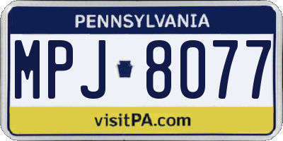 PA license plate MPJ8077
