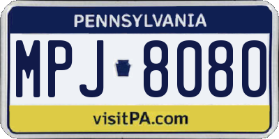PA license plate MPJ8080