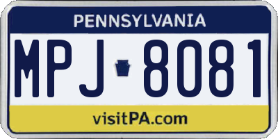 PA license plate MPJ8081