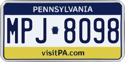 PA license plate MPJ8098