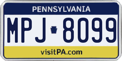PA license plate MPJ8099
