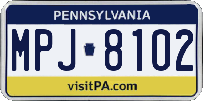 PA license plate MPJ8102