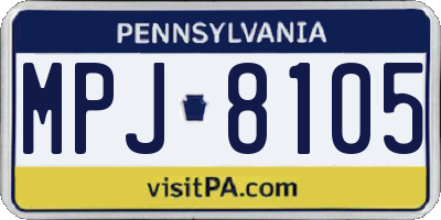 PA license plate MPJ8105
