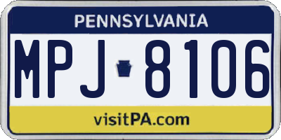 PA license plate MPJ8106