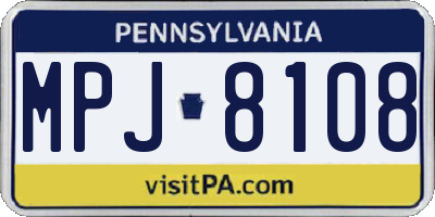 PA license plate MPJ8108
