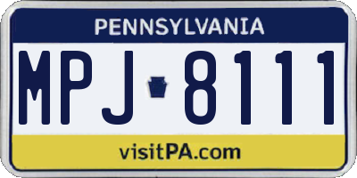 PA license plate MPJ8111