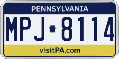 PA license plate MPJ8114