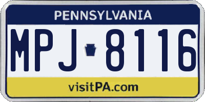 PA license plate MPJ8116