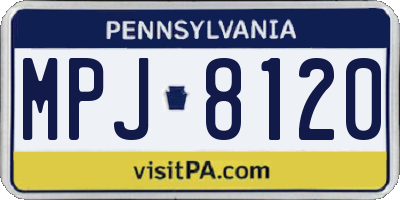 PA license plate MPJ8120