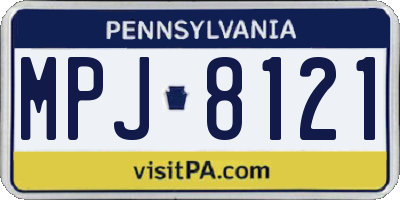PA license plate MPJ8121