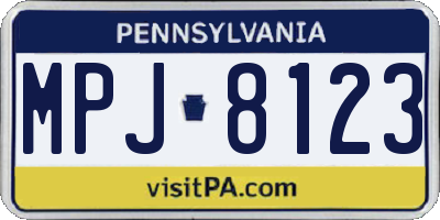 PA license plate MPJ8123