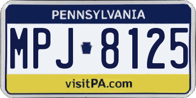 PA license plate MPJ8125