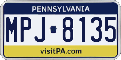 PA license plate MPJ8135