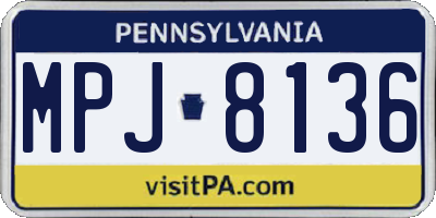 PA license plate MPJ8136