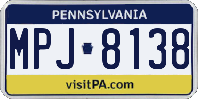 PA license plate MPJ8138