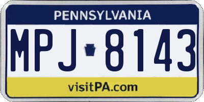 PA license plate MPJ8143