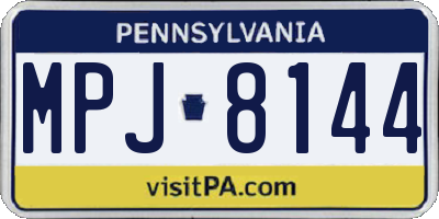 PA license plate MPJ8144