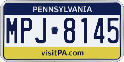 PA license plate MPJ8145