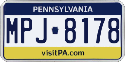 PA license plate MPJ8178