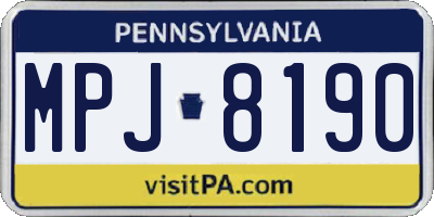 PA license plate MPJ8190