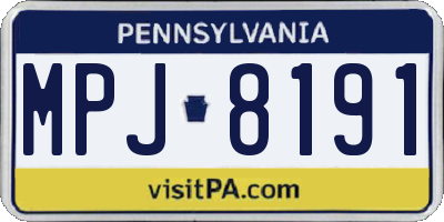 PA license plate MPJ8191