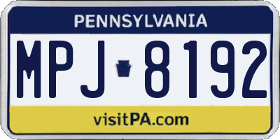 PA license plate MPJ8192