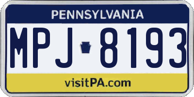 PA license plate MPJ8193