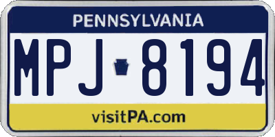 PA license plate MPJ8194