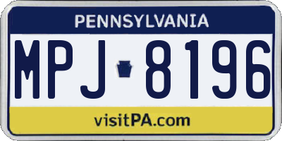 PA license plate MPJ8196