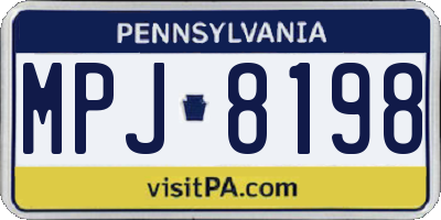 PA license plate MPJ8198