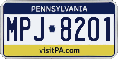 PA license plate MPJ8201