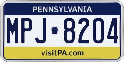 PA license plate MPJ8204
