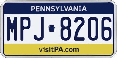 PA license plate MPJ8206